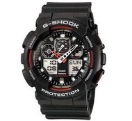 CASIO手錶專賣店公司貨附發票G-SHOCK3D錶盤GA-100-1A4黑紅色粗獷風格~有現貨~