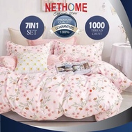 7IN1 Cadar Comforter Set Exclusive Design 1000 Thread Count Bedsheet Queen & King Size | Ready Stock
