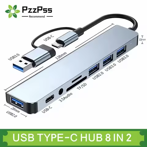 8-IN-2 USB HUB 3.0 USB C HUB Dock Station 5Gbps High Speed Transmission USB Splitter Type C to USB O