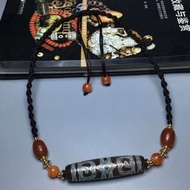 ⭕️蓮師法帽象雄天珠 藏區回流老料鑲嵌銀絲