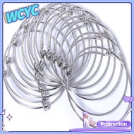 WCYC 10Pcs 65mm Expandable Bangle Silver Stainless Steel Adjustable Bangle Bangle Charm Bracelet Adjustable Bangle Bracelets for Jewelry Making