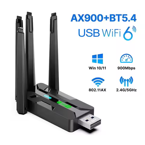 WiFi 6 AX900 USB Adapter Bluetooth 5.4 Dual Band 2.4G 5G 4 Antennas WiFi6 USB Network Receiver Dongl