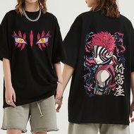 Anime Demon Slayer Akaza Eyes Tshirt Kimetsu No Yaiba Manga Cotton Short Sleeve T Shirts