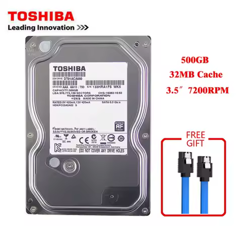 Toshiba brand 500GB desktop computer 3.5" internal mechanical hard disk SATA3 3-6Gb / s HDD 32MB Cac