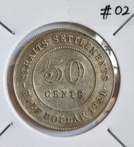 New 1920 / 1921 Straits Settlement 50 Cents Silver Coin ( Geogre V)