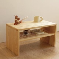 預購款-藤編原木桌邊几 /小矮桌/沙發邊桌/桌几/穿鞋椅-裸色款