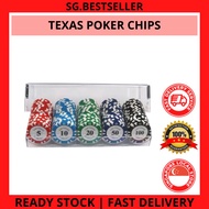 SG SELLER - 100 PCS 14G Poker Chips Clay Quality Acrylic Casing Texas Gamble Casino Set Bundle Shuffler MAHJONG
