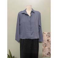 Women's blue silk shirt size L a84
