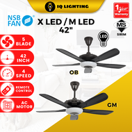 IQ Nsb Ceiling Fan​ 42 Inch Ceiling Fan With Light 4 Speed New 2021 Nsb Fan X Led 5 Blade With Nsb Led Downlight With 3 Colour 18w Led (Super Bright) Free Nsb Fan Remote Controller | Nsb Ceiling Fan Led | Nsb Ceiling Fan With Light | Nsb Kipas Siling Led