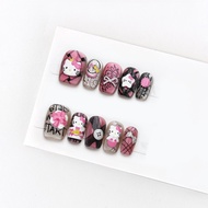 Pink Cute Short Style Wearing Nails Cat Eye Artificial Nails