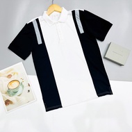 Áo thun polo nam đẹp có cổ tay ngắn phối sọc vai phong cách lịch lãm sang trọng chất vải cá sấu cao