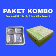 100 Pcs Rice/Cake Box Package size 18x18x7 and 4-Section Mica | Patterned Rice Box |