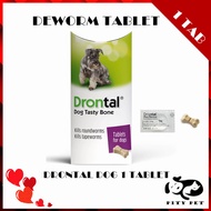 [ORIGINAL] Elanco Drontal Dog Tasty Bone Flavour Tablets Deworm Tablet / Ubat Cacing Anjing (1 Tab)