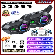 JZAQ A25 Intercom Helmet Motorcycle,2 Rider intercom 300m IPX67,BT5.4 Hifi Music Share Helmat Blueto