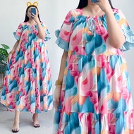 zea dress panjang motif/daster rayon busui/daster rempel susun
