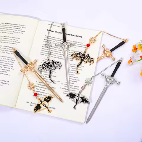 Fourth Wing Dragon Metal Bookmark - Accessories Page for Fantasy Book Fans, tagged office supplies, 