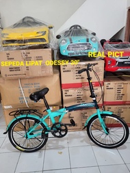Sepeda Lipat ODESSY 20 Inch 7Speed Terbaru- GREEN BLUE