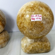 Natural stone ball, diameter 17.5 cm, weight 10 kg, translucent with golden light for metal and Eart