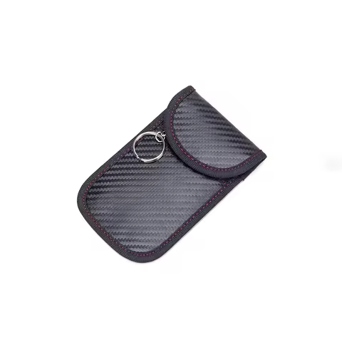 1Pcs Car Key Signal Blocker Case PU Leather Anti-Theft Faraday Pouch Double-Layer Car RFID Signal Bl