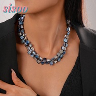 SISOO Colorful Necklace, Irregular Double-layer Beaded Necklace, Fashion Exaggerate Elegant Jewelry 