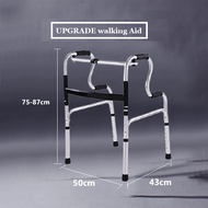 Heavy Duty Walking Aid with Adjustable Plastic Chair Black Adult Walker Multi-functional foldable st