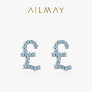 Ailmay 925 Sterling Silver Britain Pound Symbol for Women Turquoise Stone Earrings Jewelry  Gift