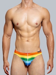 D.M special edition rainbow-colored men's underwear low-waisted sexy and trendy polyester bulging pouch sweat-absorbent briefs