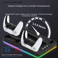 peoplestechnology For PS5 Charging Dock Station Vertical Stand Cooling Fan For PS5 Console Dual Controller Charger For Playstation 5 Accessories PLY