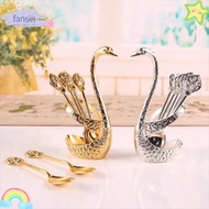 FANSIN Swan Spoons, Stirring Mixing with 6 Spoons Swan Base Stand Spoons, Elegant Creative Table Dec