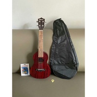 HITAM Original maroon and black Ohana Ukulele, bonus case, capo and pick