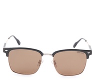 Urban State - Polarized Stainless Frame Clubmaster Square Sunglasses - Brown Black