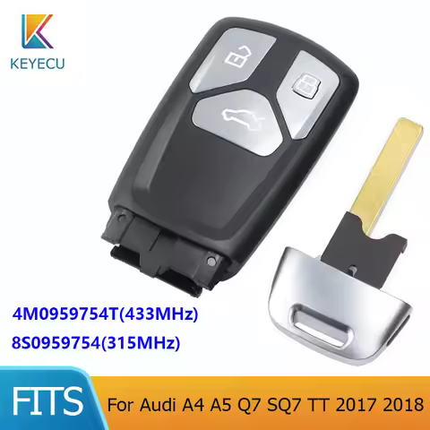 KEYECU Remote Car Key Fob 3 Buttons 315MHz 8S0 959 754, 433MHz 4M0 959 754T for Audi A4 A5 Q7 SQ7 TT