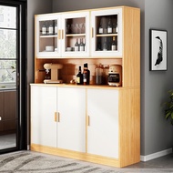 HY/🎯LRCA Wooden Liquor Cabinet Sideboard Cabinet Integrated Wall Tea Cabinet Living Room and Kitchen Shelf Storage Organ