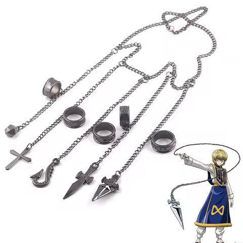 Hunter x Hunter Kurapika 5 Rings Chain Charms Bracelet Punk Hip Hop Vintage Cross Finger Chain Penda