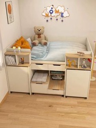 兒童半高床衣櫃一體 Children's half-height bed and wardrobe in one unit 上床下櫃 榻榻米衣櫃 多功能大容量收納衣櫃  衣櫃書桌一體組合抽拉床 Com
