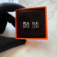 HERMES Pop H 經典耳環 (銀釦x黑色) 針式耳環