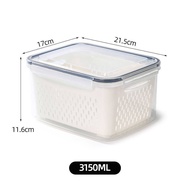 XMDS💖 Japanese double drain basket crisper kitchen microwave freezer sealed box plastic lunch box re