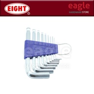 Eight TS-9 9 Pcs 1.5 - 10mm Chrome Taper Head Standard Length Hex Key Wrench