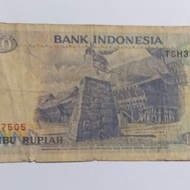 Uang kertas lama Indonesia Rp 1000 tahun1992