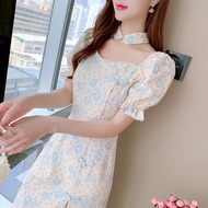 2-Piece Cheongsam Dress And Choker