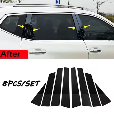 8Pcs Gloss Black Pillar Posts Cover Fit For Nissan X-Trail Rogue T32 2014-2020 Door Window Moulding 