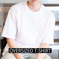 Oversized T-Shirt -MEN- MAKE&WEAR Premium Cotton Plain Causal Tops Street Wear Korean Style Clothes