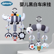 0-3 Years Old Stroller Hanger Black White Animal Wind Chime Stroller Hanger Plush Toy