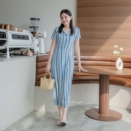 Pena jumpsuit (Vanilla Chapters) - จั๊มสูทลายทางคอปก