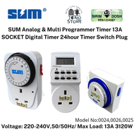 SUM Analog &amp; Multi Programmer Timer 13A SOCKET Digital Timer 24hour Timer Switch Plug