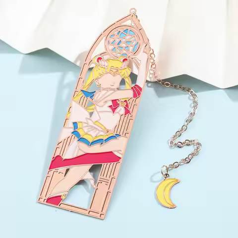 Anime Sailor Moon Metal Bookmark Hollow Bronzing Bookmark for Book Club Reader Writers Book Lovers S