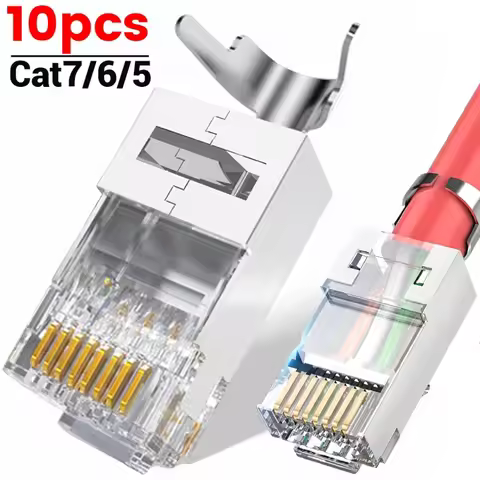 Cat7 RJ45 Pass Through Connectors Metal Shielded RJ45 Cat7 Cat6 Cat5 Ends FTP 8P8C Modular Network P