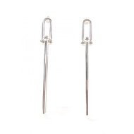 成色極佳★TIFFANY&Co. Tiffany HardWear 925雙長鏈耳環，銀色，附原廠盒，重20.2克，女士款