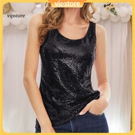 In Stock - Women's Sleeveless Sequined Top, Perfect for Stage Shows & Parties