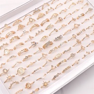 100pcsLot Bohemia Vintage Golden Silver Plated Mix Style Finger Rings For Women Gift Jewelry